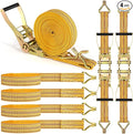 4Pack Heavy Duty Ratchet Straps, 2” 32Ft Ratchet Tie Down Strap, Tie Down Ratcheting with Double J Hook, 4000 LB Break Strength Cargo Straps Ratcheting for Moving Cargo, Lawn Equipment and Motorcycles