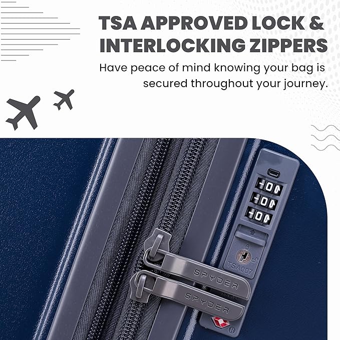 Spyder Carve 20 Inch Carry On Expandable Hardside Upright Suitcase with 360° Spinner Wheels, TSA Approved Lock, Navy