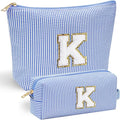 YOOLIFE Initial Makeup Bag |Teen Girl Gifts Trendy Stuff for Girls | Travel Makeup Bag for Girls Gifts | Gifts for 3 4 5 6 7 8 9 10 11 12 13 Year Old Girls | Christmas Gifts for Girls Teen Girl Blue K