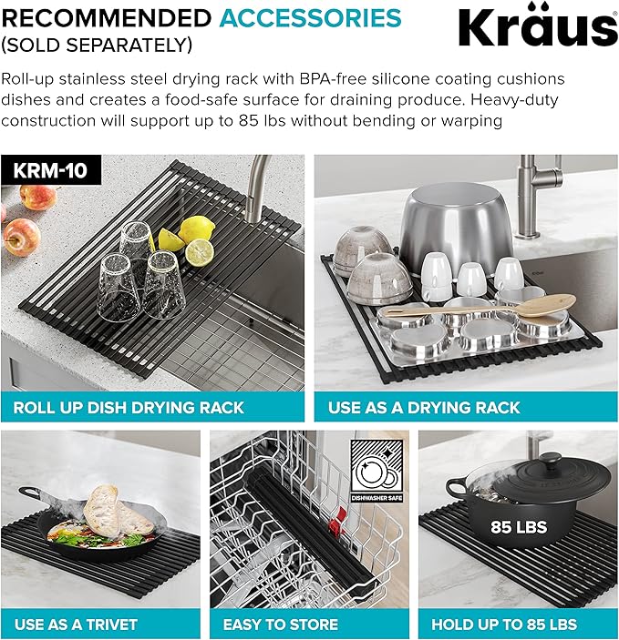 KRAUS Dex 21-inch Undermount 16 Gauge Stainless Steel Single Bowl Kitchen Sink, KA1US21B