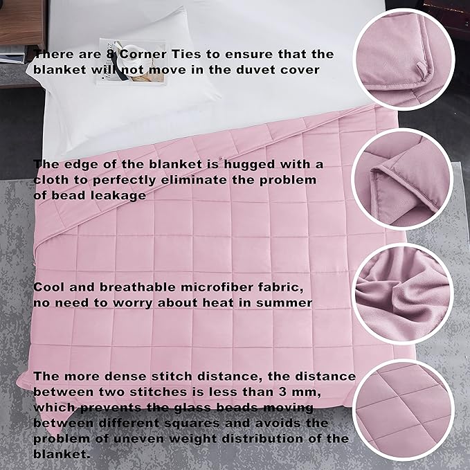 L'AGRATY Weighted Blanket - 40"x60" 10lbs Cooling Breathable Microfiber Material with Glass Beads Small Blanket All-Season Summer Fall Winter Soft Thick Comfort