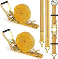 2Pack Ratchet Straps Heavy Duty, 2” 32Ft Tie Down Straps Ratchet, Tie Down Ratcheting with Double J Hook, 4000 LB Break Strength Cargo Strap Ratcheting for Moving, Trailers, Motorcycles and Car Roof