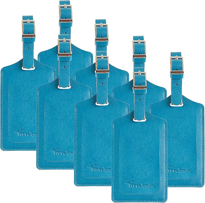8 Pack Leather Luggage Travel Bag Tags by Travelambo