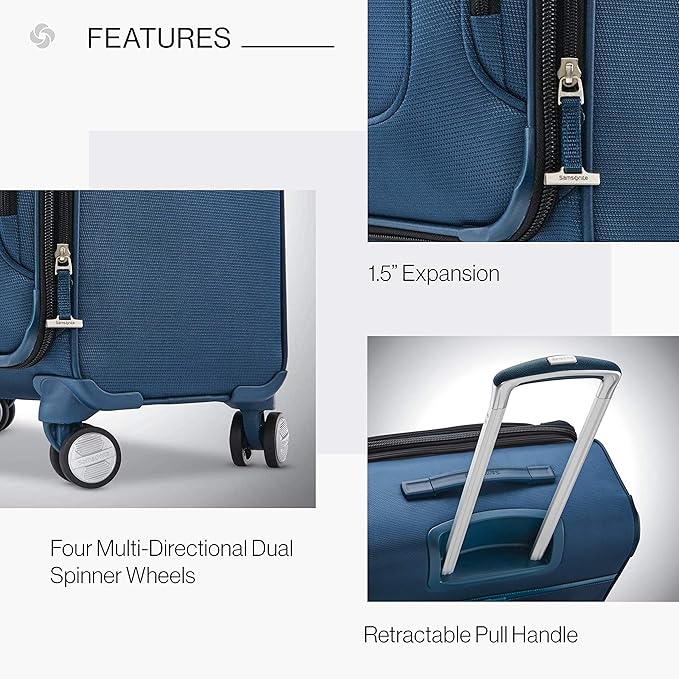 Samsonite Solyte DLX Softside Expandable Luggage with Spinner Wheels, Mediterranean Blue, 2-Piece Set (20/25)
