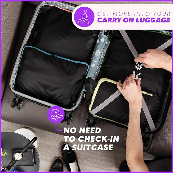 Compression Packing Cubes Travel, 4 Set/6 Set Packing Cubes for Carry on Suitcase, Suitcase Organizer Bags Set, Compression Bags Travel, Best Travel Packing Cubes Compression - with Inside Pockets
