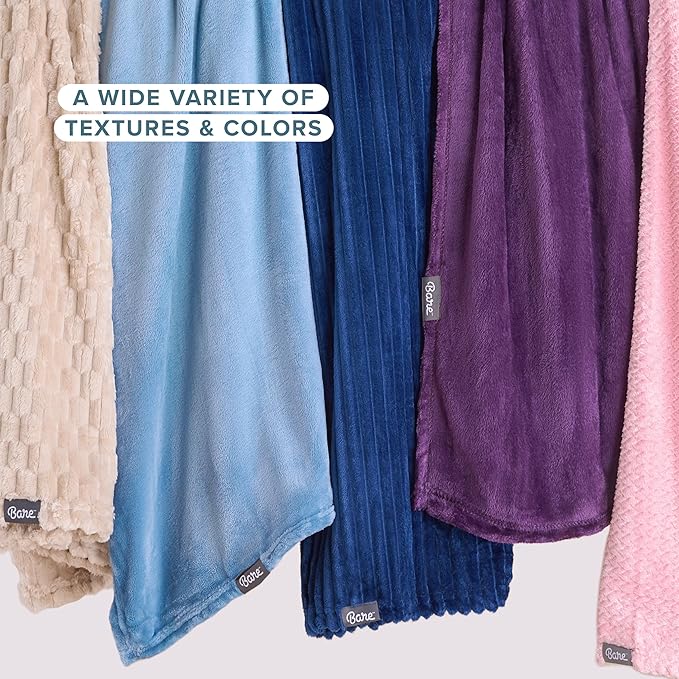 Bare Home Fleece Blanket - Throw/Travel - Ultra-Soft Lightweight for Bed, Sofa, and Couch - Luxury Microplush - Cozy Warm Blanket (Throw/Travel, Blue Mist)