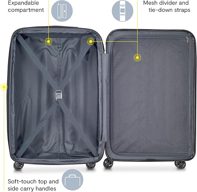 DELSEY PARIS Helium Aero Hardside Expandable Luggage with Spinner Wheels, Brushed Charcoal, Carry-On 19 Inch