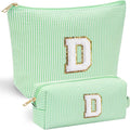 YOOLIFE Birthday Gifts for Women Her - Personalized Cute Initial Cosmetic Makeup Pouch Make Up Travel Bag for Mothers Day Gifts Teacher Sister Friend Girlfriend Mothers Day Gifts for Mom D