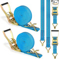 2Pack Ratchet Straps Heavy Duty, 2” 32Ft Tie Down Straps Ratchet, Tie Down Ratcheting with Double J Hook, 4000 LB Break Strength Cargo Strap Ratcheting for Moving, Trailers, Motorcycles and Car Roof