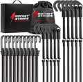 Rocket Straps - Ultimate Adjustable Outdoor Bungee Cord Assortment - Heavy Duty Set of 20 Bungee Cords (36") Double-J Hooks - Elastic Straps for Camping, Securing, and DIY Multipurpose