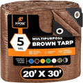 Multipurpose Protective Cover Brown Poly Tarp 20' x 30' - Durable, Water Resistant, Weather Resistant - 5 Mil Thick Polyethylene - by Xpose Safety