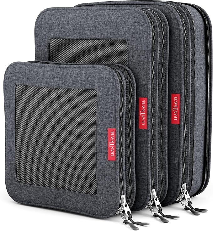 Compression Packing Cubes for Travel Organizers with Double Zipper, LeanTravel