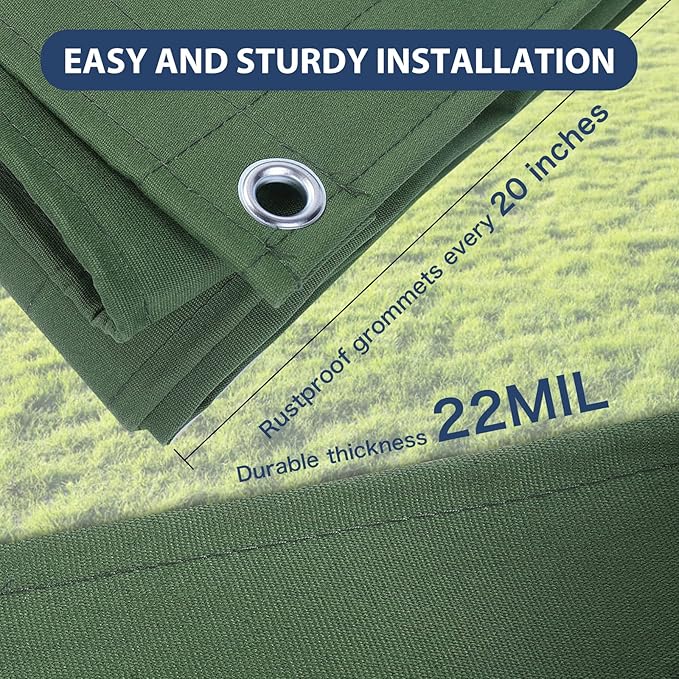 10’x10’ Canvas Tarps Heavy Duty Waterproof Tarpaulins with Aluminum Grommets,UV Resistant, 22Mil Multipurpose Drop Cloth, 14oz Durable Cover Sheet for Outdoor and Indoor Use with Ropes.