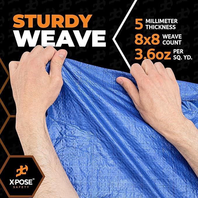 Better Blue Poly Tarp 100' x 100' - Multipurpose Protective Cover, Lightweight, Durable, Waterproof, Weather Proof - 5 Mil Thick Polyethylene - by Xpose Safety